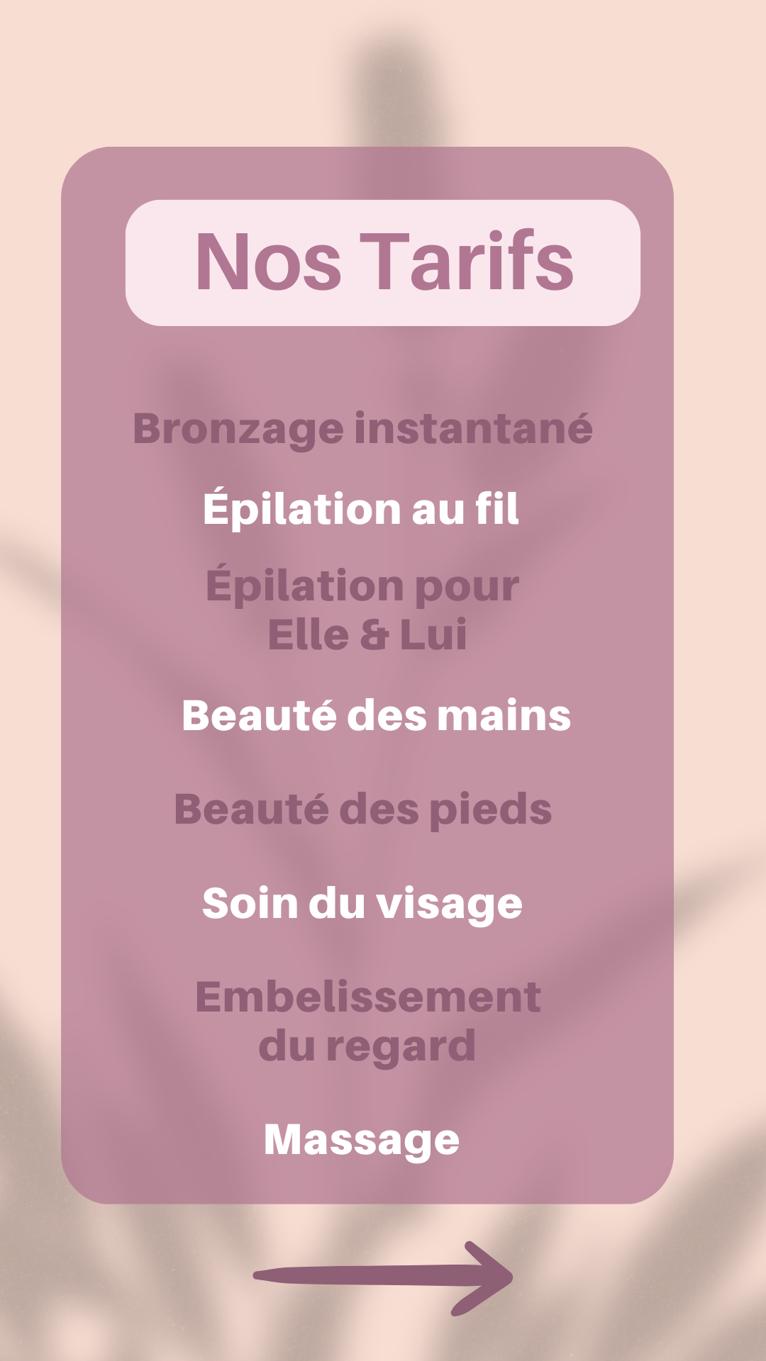 Tarifs institut de beauté — slide 1